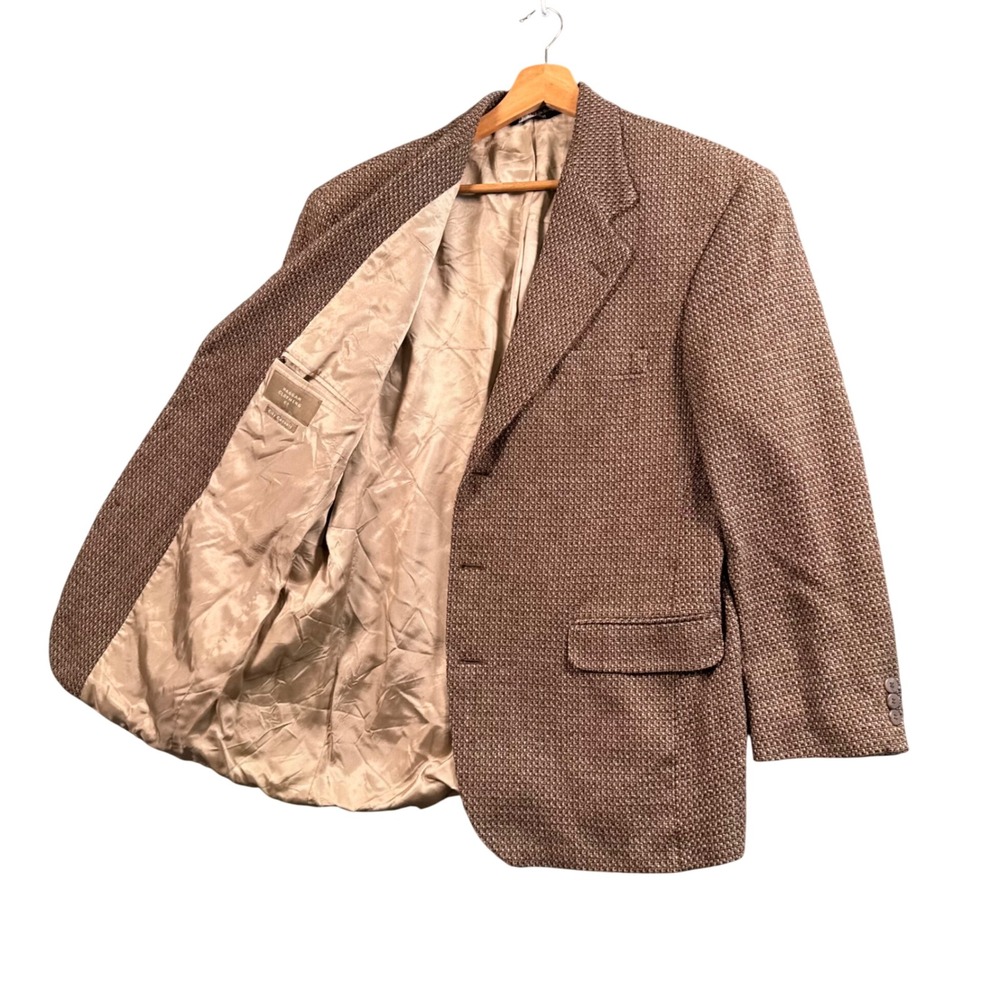 VTG Haggar City Casuals Blazer 42R Brown Silk Wool Old Money‎ Jacket Sport Coat
